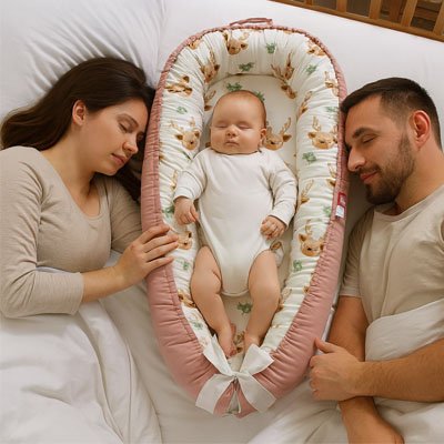 réducteur de lit papa et maman dorment avec bébé