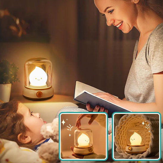 veilleuse bébé bougie maman lit une histoire au garçon avec