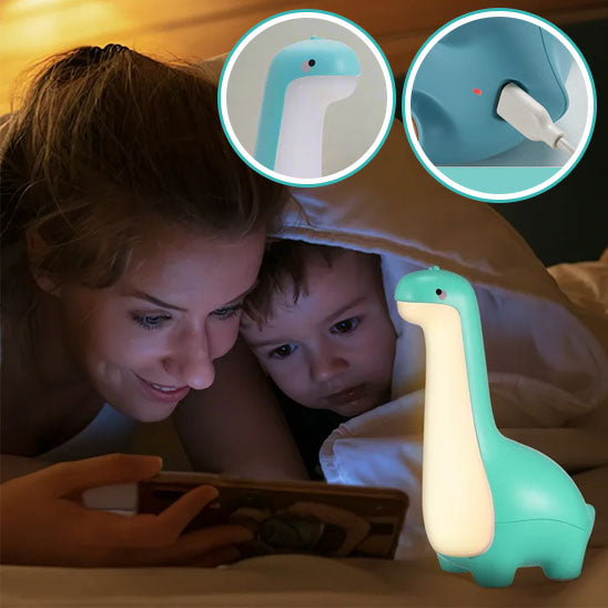veilleuse  bébé dinosaure maman et bebe regardent téléphone avec 