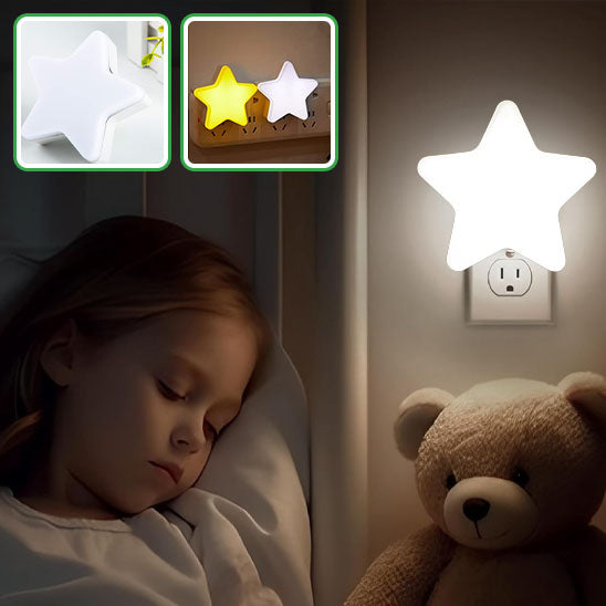  veilleuse bébé étoile fillette couchée avec ours peluche