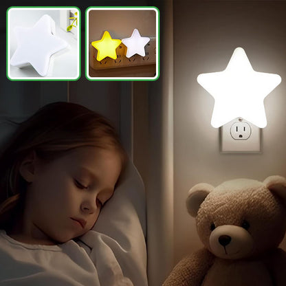  veilleuse bébé étoile fillette couchée avec ours peluche