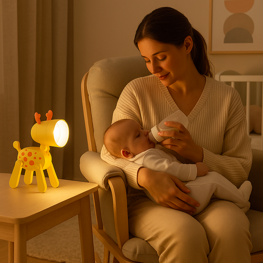 veilleuse bébé maman donne le biberon